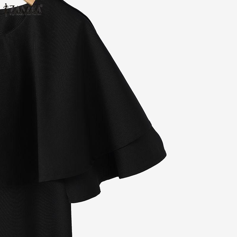 ZANZEA Damen Sommer Lässig Rundhals Locker Halbarm Bluse
