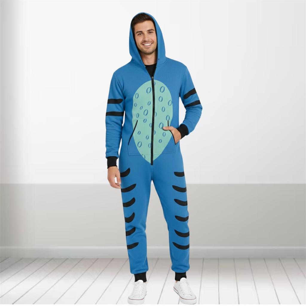 Matching Family Outfits - Striped Print Family Matching Hooded Zip-Up Onesie Loungewear