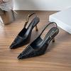 Summer New Temperament Pointed Burgundy High-heeled Sandals Women's Fashion Bag Head Sexy Patent Leather Back Empty High Heels