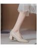 Women’s 2024 Spring/Autumn Square Toe Chunky Mid Heel Professional Interview Shoes