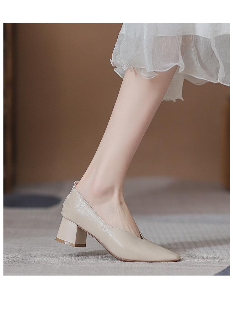 Women’s 2024 Spring/Autumn Square Toe Chunky Mid Heel Professional Interview Shoes