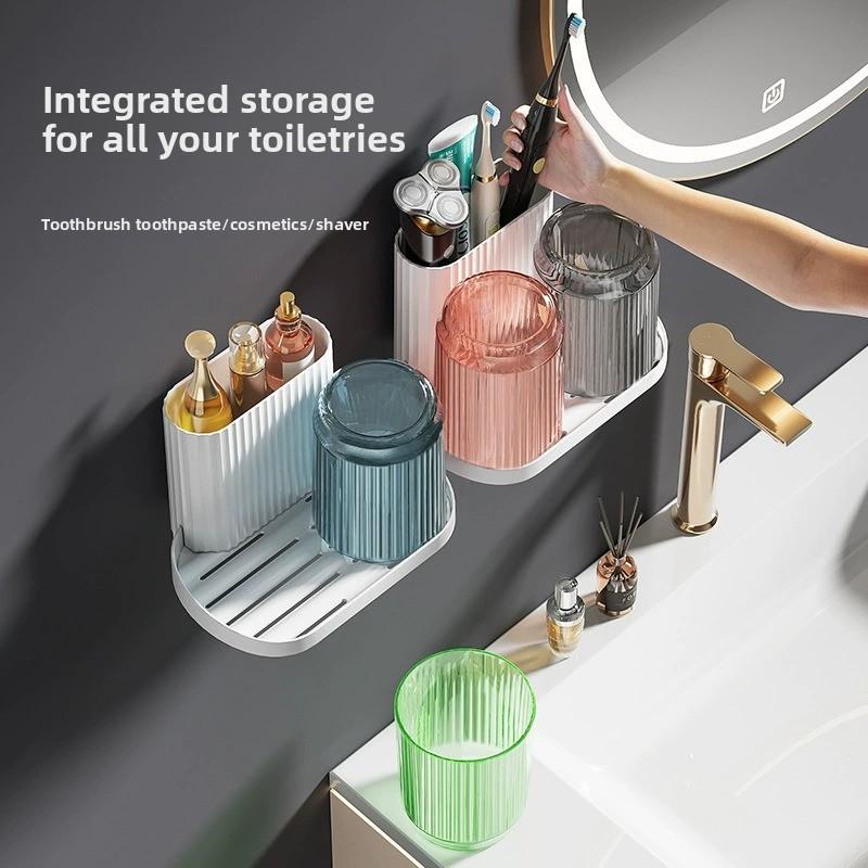 Soporte para cepillos de dientes de pared sin taladros organizador de baño adhesivo