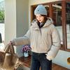Women Autumn Winter Warm Thickened Cotton Padded Hooded Coat Solid Color Outwear Jacket