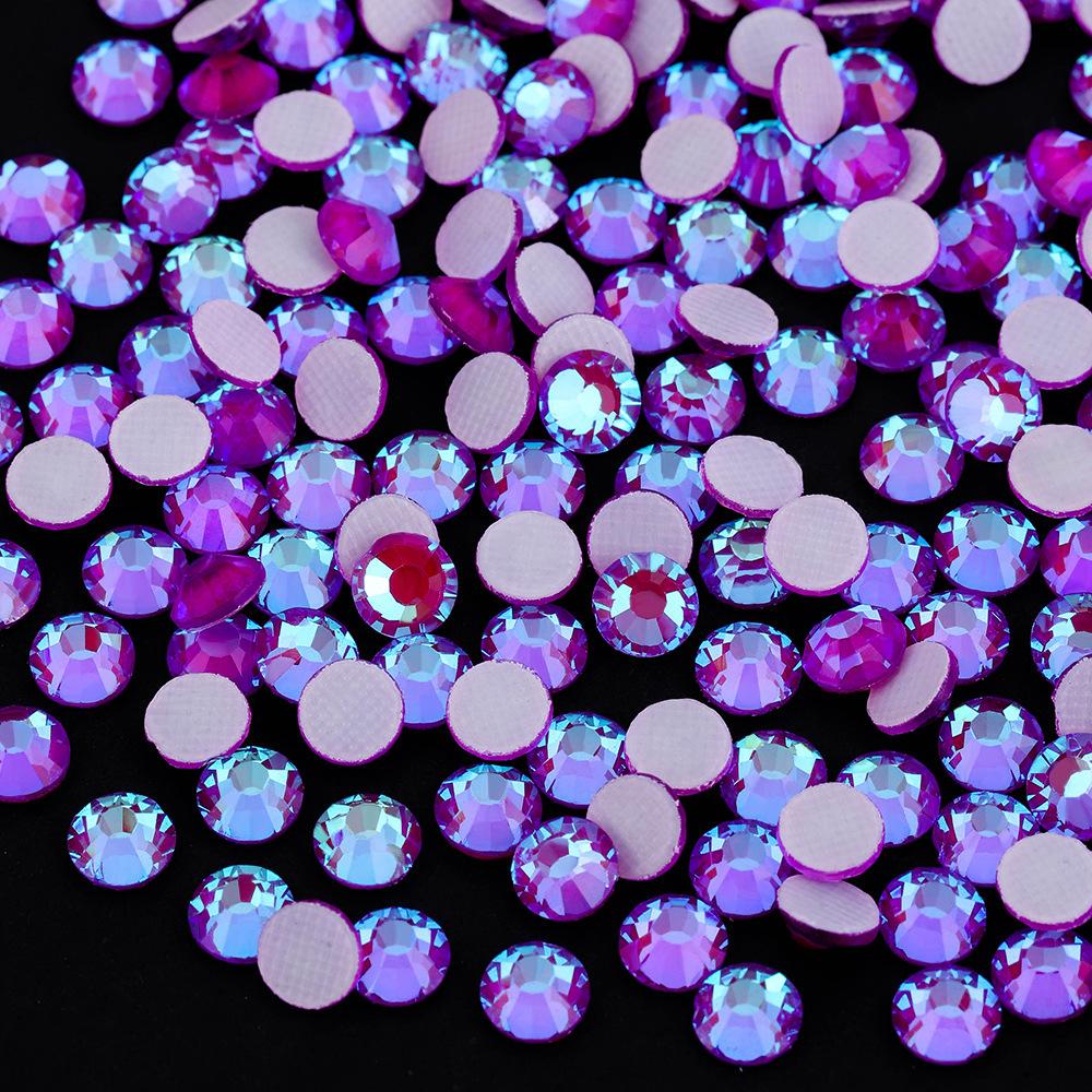 Glue Bottom Luminous Protein Flat Bottom Hot Drill Sticker Drill Colored Small Round Diamond Diy Clothing Accessories Glass Diamond Colored Diamond