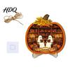 Durable Halloween Decorations Door Sign Glowing Ghost Hanging Decor Wooden LED Window Cool Patterned Ornaments Ornament for Party Spooky