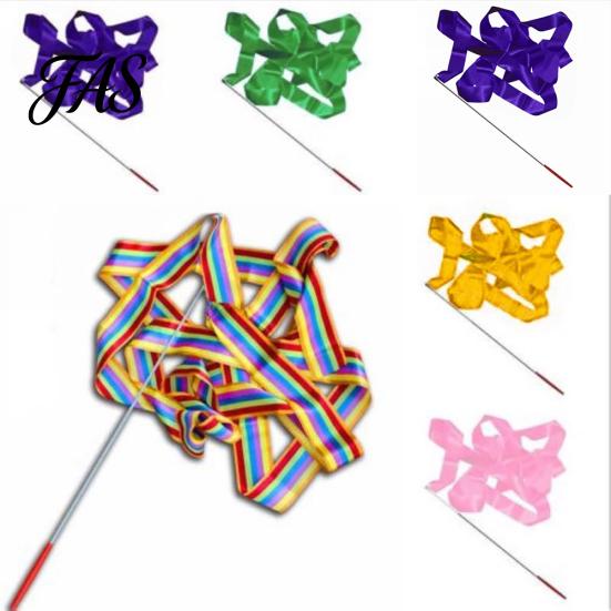 4M Colorful Dance Ribbon Gym Rhythmic Art Gymnastic Streamer Twirling Rod Stick