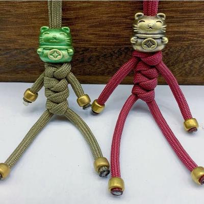 Handmade Sculpture Brass Bead Charms DIY Jewelry Accessories Animal Paracord Bead Bracelet Lanyard Pendant EDC Outdoor Tool