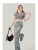 2024 Herbst Retro High Waist Wide Leg Ripped Jeans für Damen
