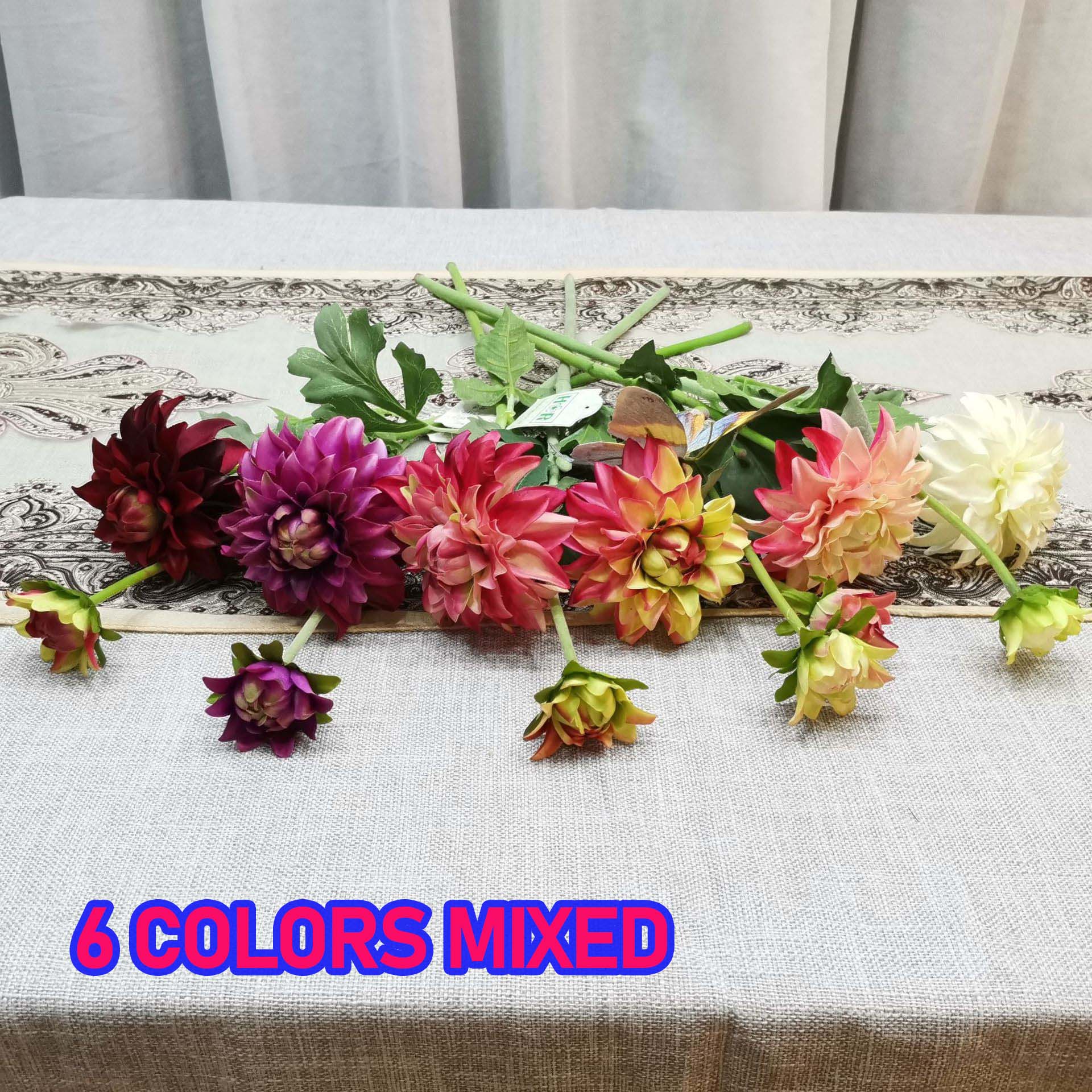 

Искусственный цветок высокого качества, цветок георгина, искусственный настоящий сенсорный георгин для свадьбы, украшения дома