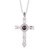 European & American Crystal Cross Projection Pendant Necklace with Diamond Accents