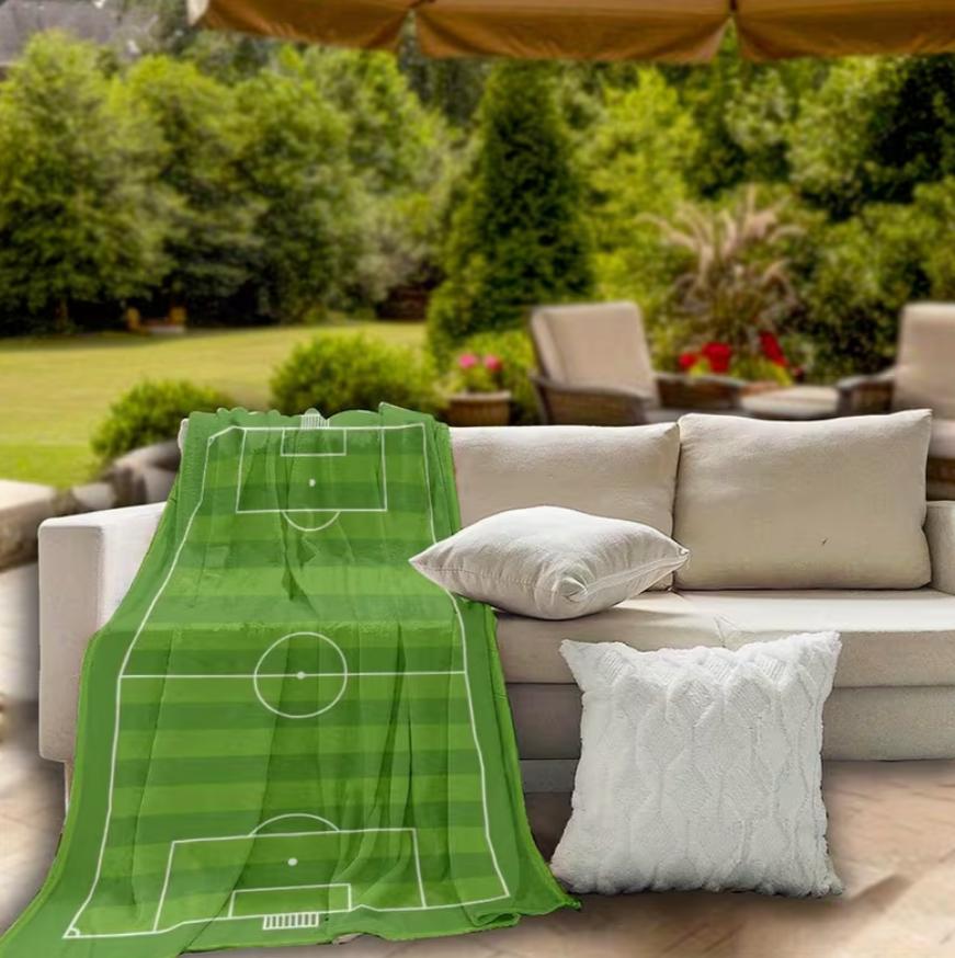 Modern Minimalist Style Football Field Flannel Blanket Soft and Comfortable Gift Throw Camping Travel Blanket Sports Blanket