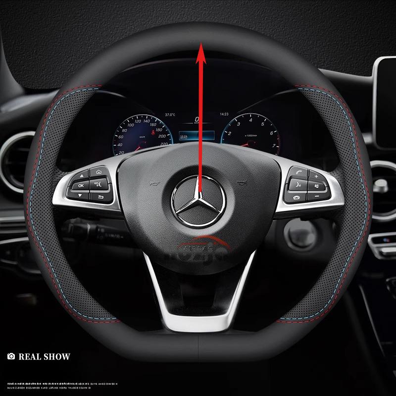 Car Leather Steering Wheel Cover for Mercedes-Benz GLE S GLE GLS G GL CL ML R SL GLK 400 450 500 350 320 580 38cm Accessories
