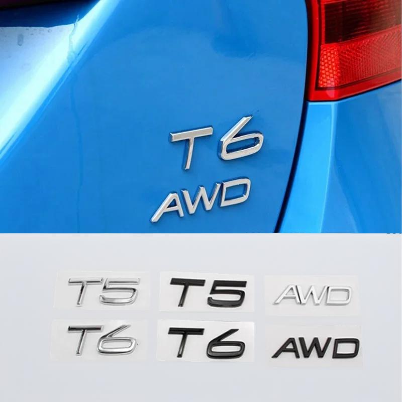 T5 T6 AWD Logo Car Rear Trunk Emblem Sticker for Volvo S60 V60 S80 XC60 XC90 Auto Body Badge Decal Accessories