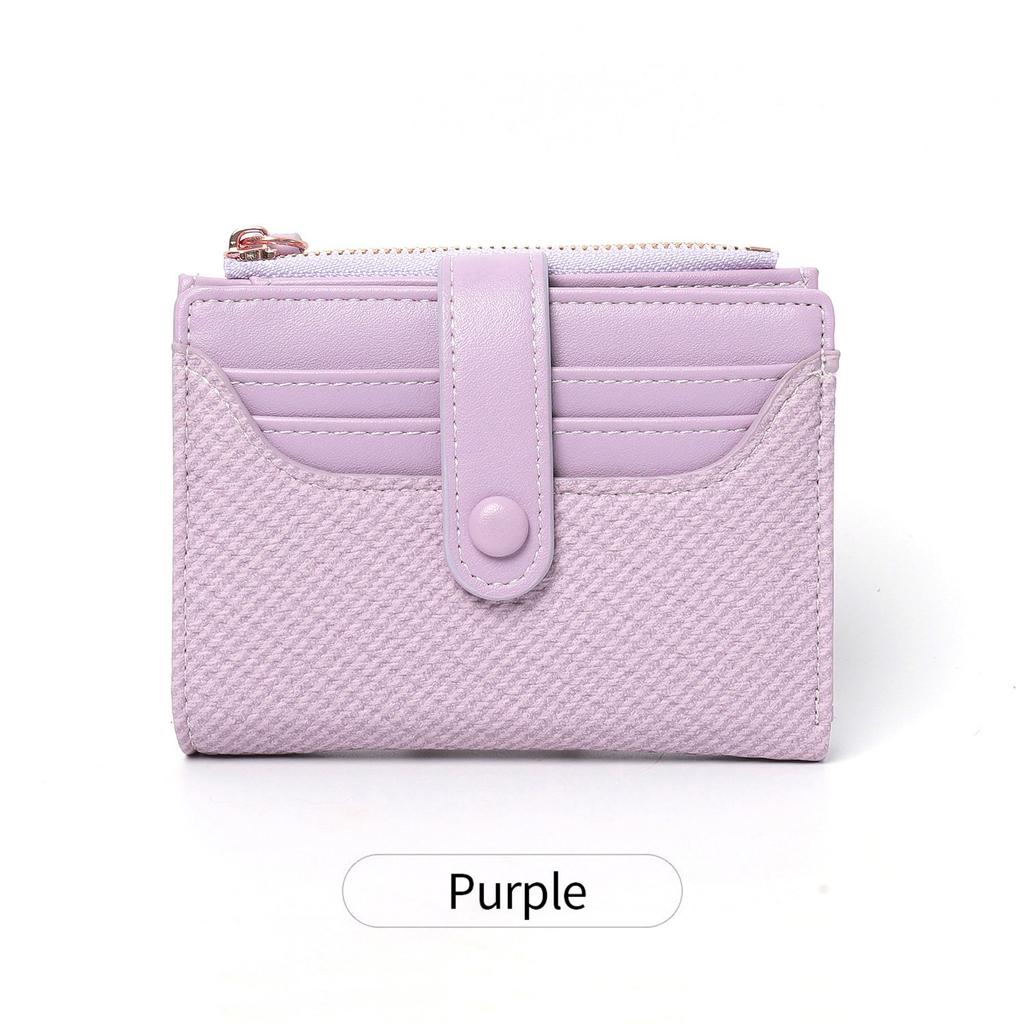 Stylish Mini Women's Wallet / Premium PU Leather Bi-fold Credit Card Holder Minimalist Solid Color Portable Zippered Coin Purse