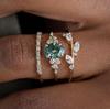 Elegant Floral Engagement Ring Set - Stylish Trio Popular In US & Europe