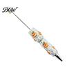 Halloween Beadable Pen Rhinestone Pen, Glitter Plastic Beaded Pumpkin Ghost Skull Writing Gel Ink for DIY Craft Making, School Office Supplies Set
