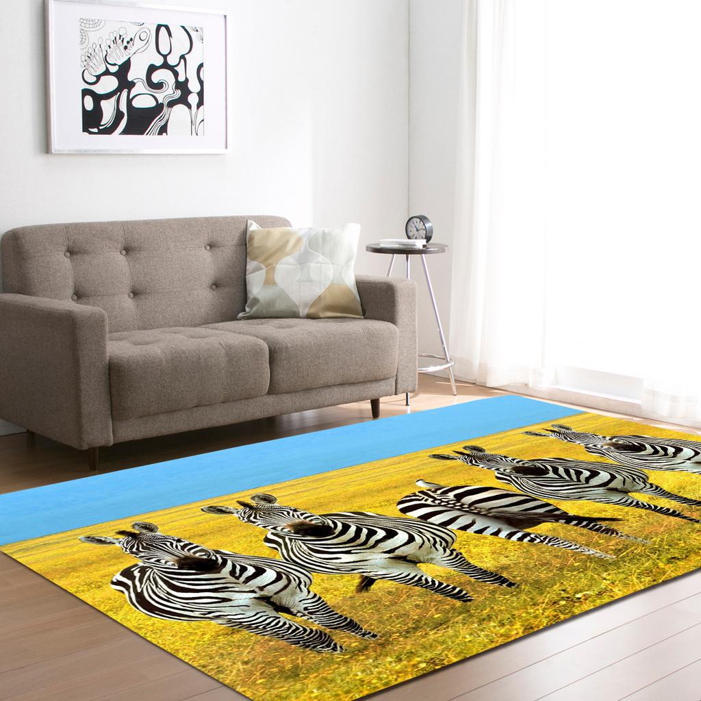 Zebra Horse Living Room Area Rug Home Decor Wild Animal Print Carpet Bedroom Rug for Boys Floor Mat Soft Kitchen Rug Doormat