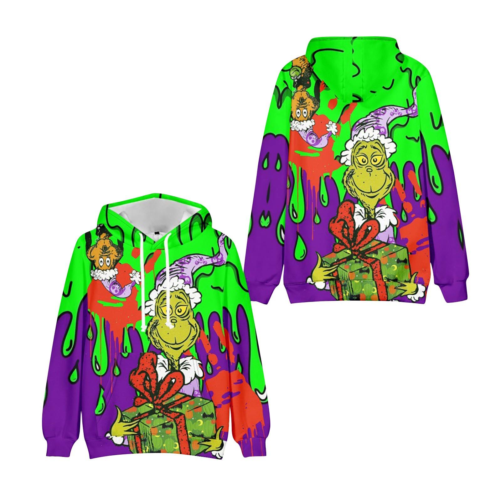 Рождественская зеленая 3D цифровая печать Повседневная толстовка с капюшоном Толстовка — фото 18