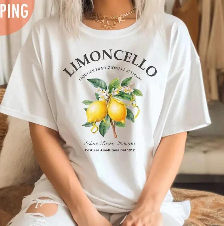 Limoncello  Shirt, Amalfi Coast Italy Lemons T- Shirt, Holiday  Shirt for Her 4XL