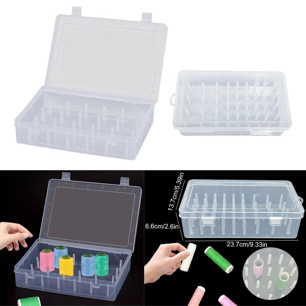 Sewing Thread Storage Box Sewing Thread Box Portable Bobbin Carrying Case Household Clear Empty Sewing Yarn Spools Container