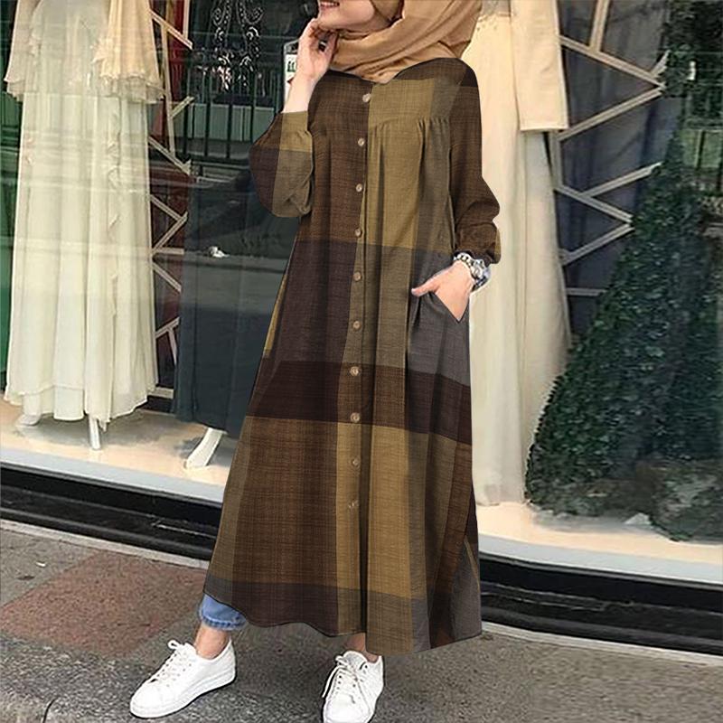 Buy ZANZEA Women's Long Sleeve Check 