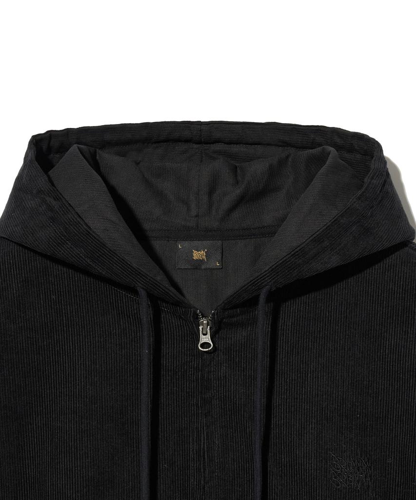 Brownbreath Everyday Corduroy Hood Zip Up - Black