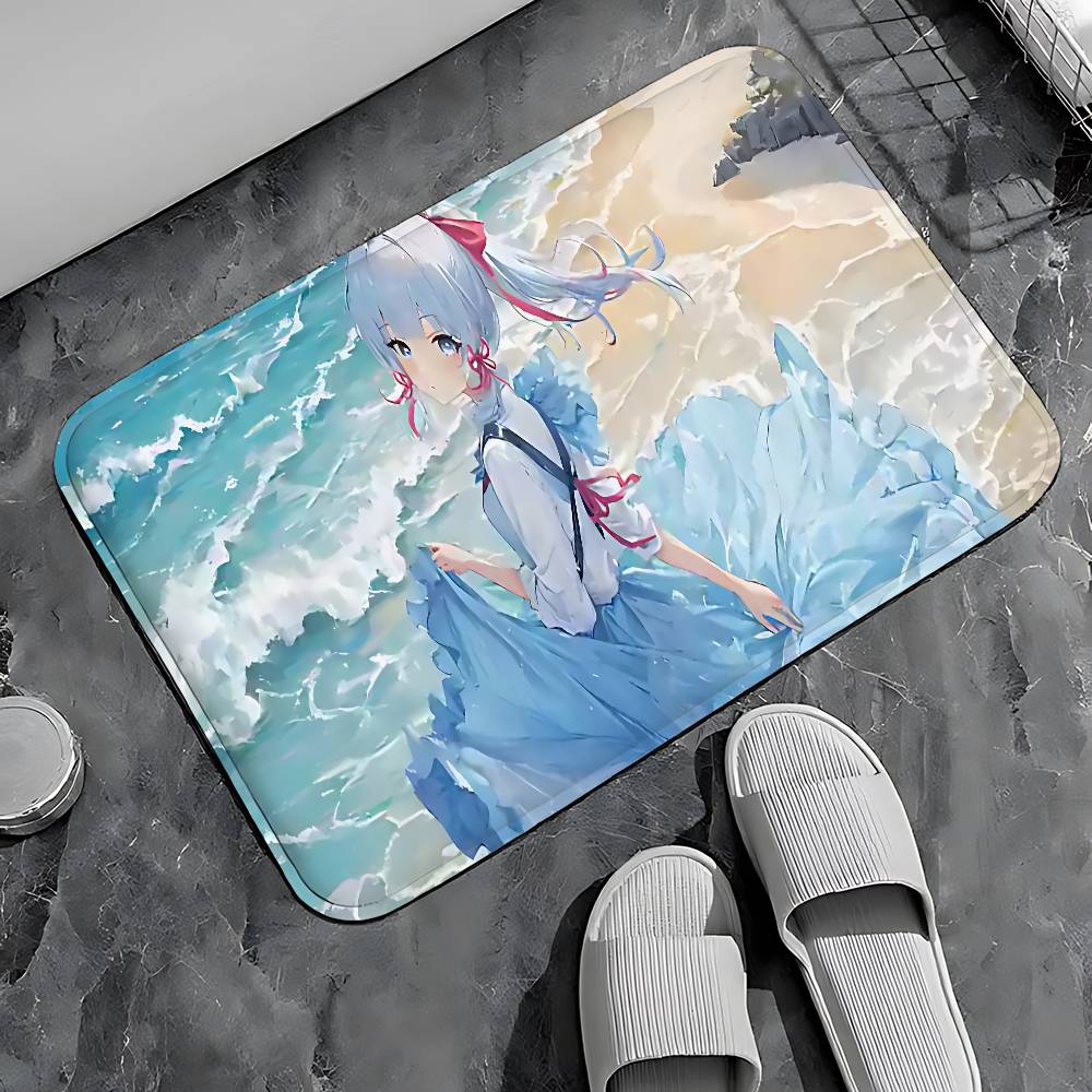 Genshin Impact Kamisato Ayaka Entry Door Floor Mat Festive Decorations Carpet Bathroom Anti-slip Mat Entrance Doormat