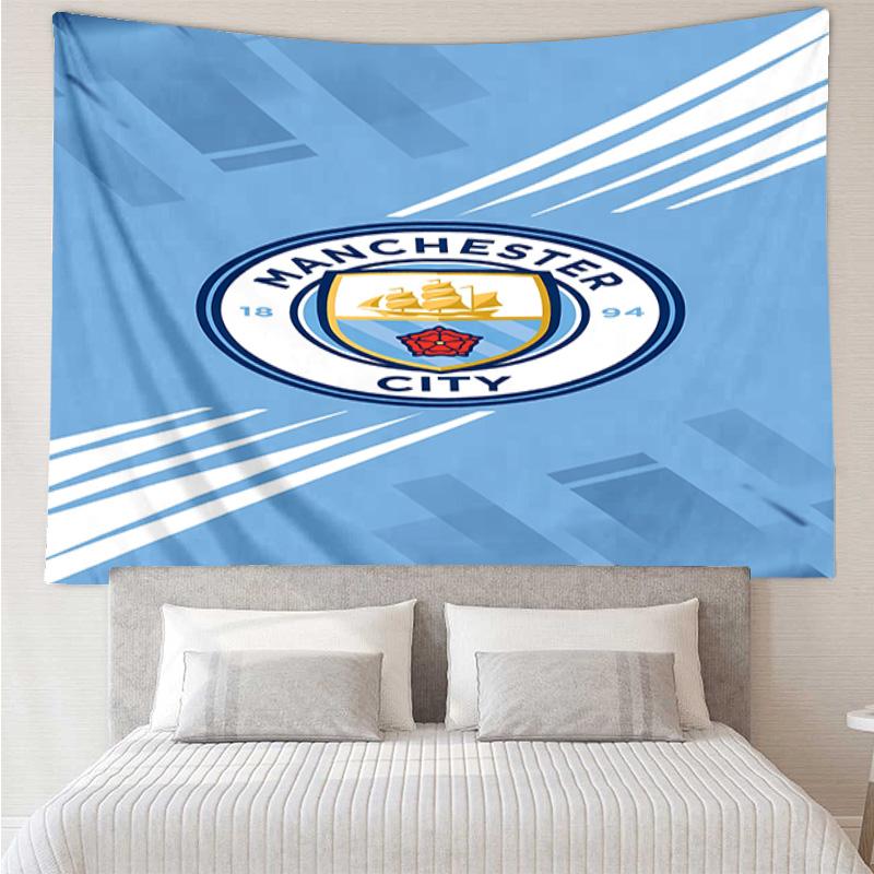 Manchester City Football Club Tapestry for Bedroom Aesthetic Classroom Tapestries Wall Hanging for Living Room Dorm Office,Ideal Creative Gift