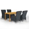 Dining Set - vidaXL - 5 Pcs - Dark Grey - Acacia Wood - Chair Tilt