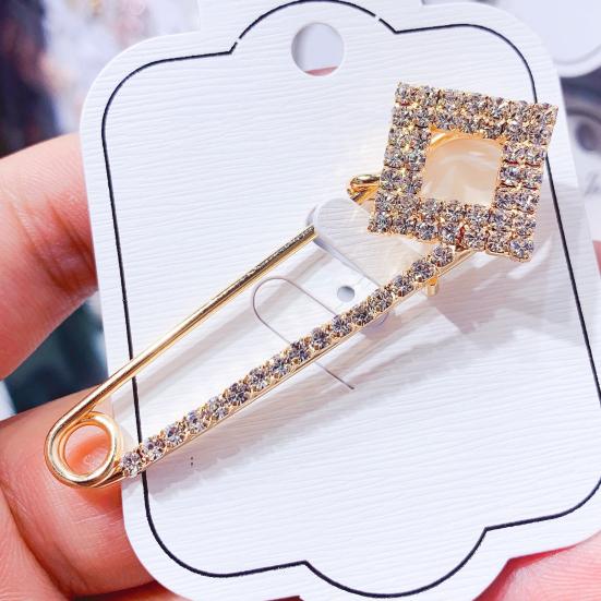 Safety Pin Brooch for Women Rhinestone Decorative Shawl Sweater Clip Alloy Safety Pins for Dress Shirt Cardigan