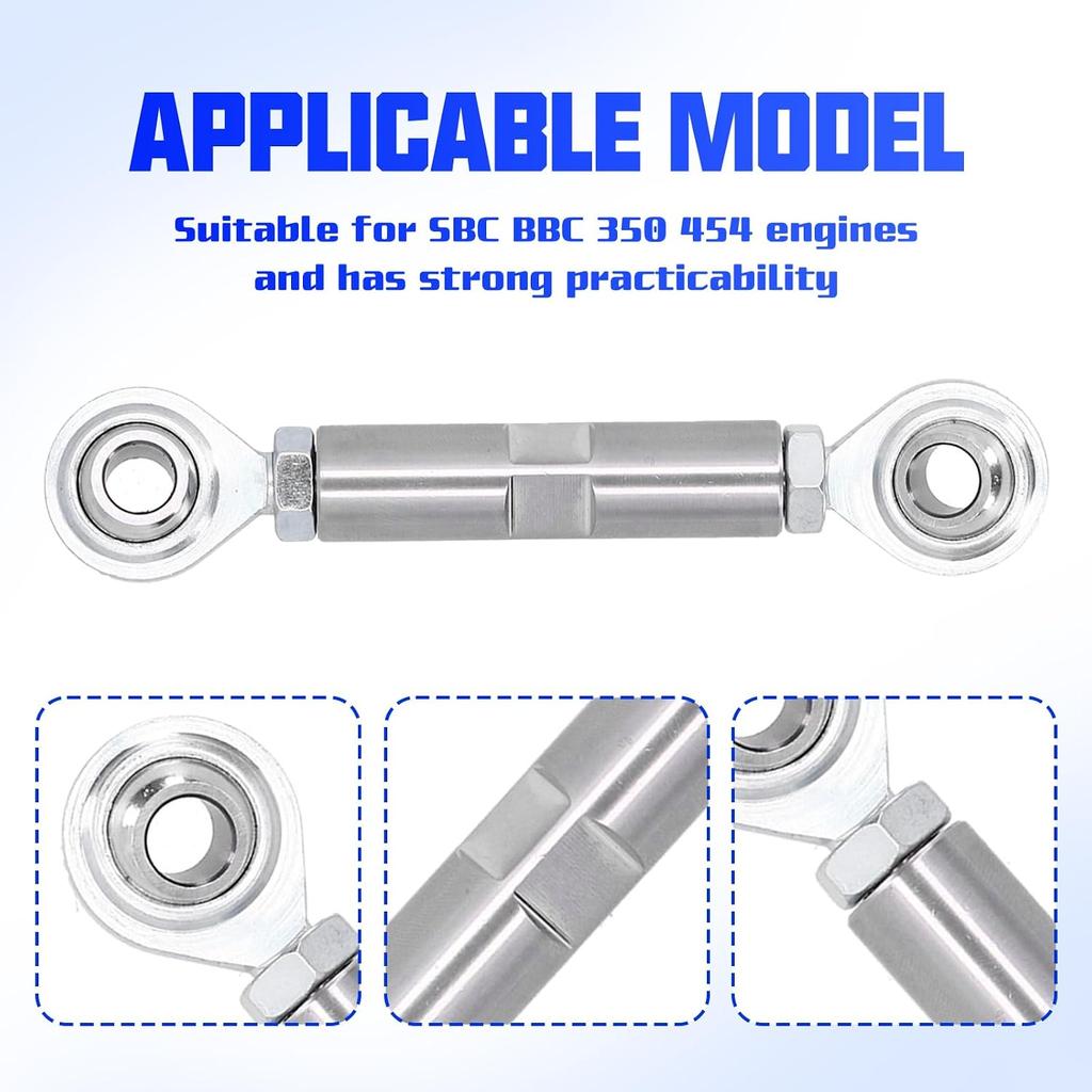 Alternator Tensioner, 2 1/2in Adjustable Tensioning Rod for Alternator with 5/8in Diameter, Stainless Steel Joint Rod Bracket Compatible with SBC BBC