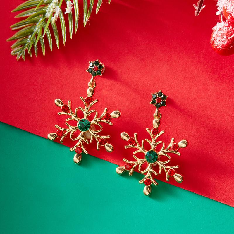 Shiny Snowflake Stud Earrings  Zircon Pearl Dangle Piercing Drop Earrings Long Tassel Earring Christmas Gifts
