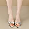 Fashion Star style Luxury Rhinestones Flowers PVC Women Slippers Sandals Elegant Thin High heels Mules Slides Fashion Summer Party Shoes