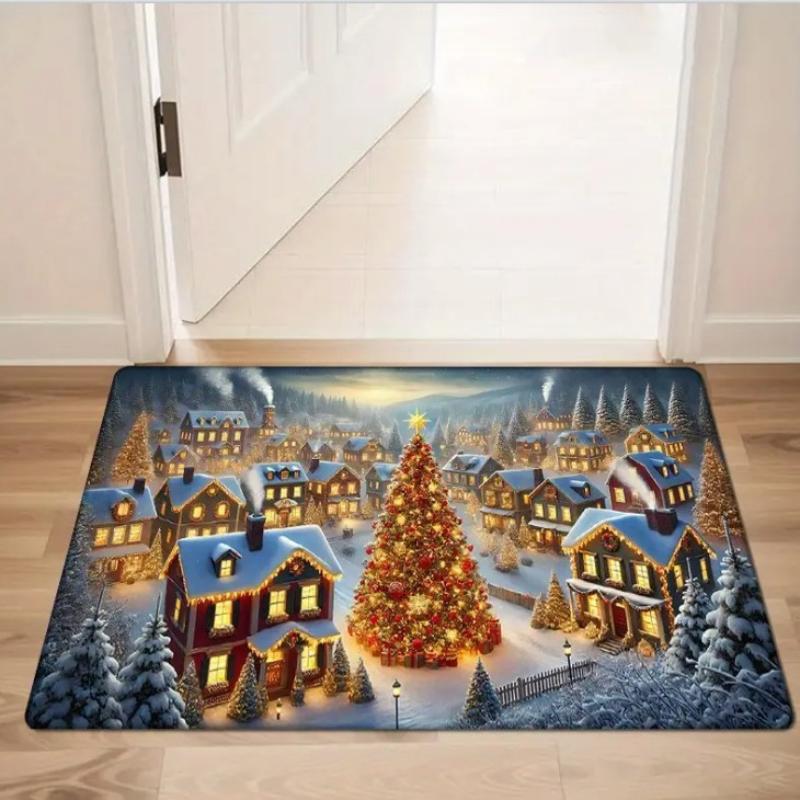 Christmas Themed Door Mat Gingerbread/Santa/gnome Print Floor Mats,Non-Slip Welcome Rugs for Home Entryway & Holiday Decor