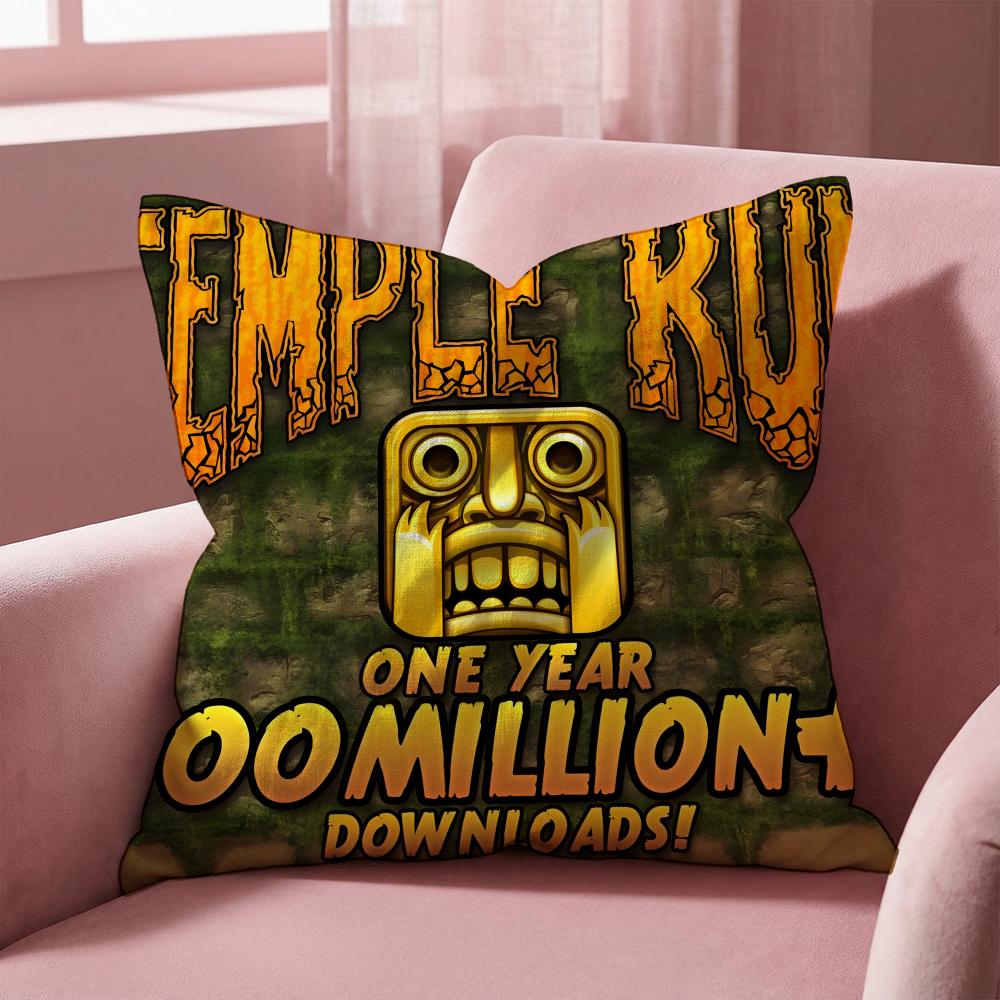 Temple Run Cushion Cover Multi-Scene Pillow Cover for Home & Car - Reversible, Soft & Durable for Daily Use
