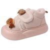 Cute bow KT cat pedal fluffy shoes autumn and winter fashion cartoon Velcro velvet warm girls cotton shoes