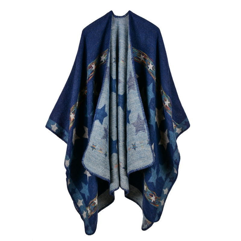 

New women s star color bar imitation cashmere shawl super long thickened multi-purpose shawl 150