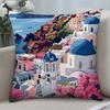 Santorini Landscape Pillow Case Short Plush Pillow Covers Sofa Decorative Gift Home Double-Sided Printing Cushion Cover