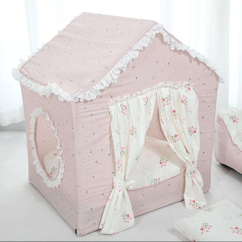 Aesthetic Rabbit Fur Pet Tent Enclosed Cat House for Indoor Skin-Friendly Kitten Bed Cozy Plush Cat Shelter Stylish Pet Hideout