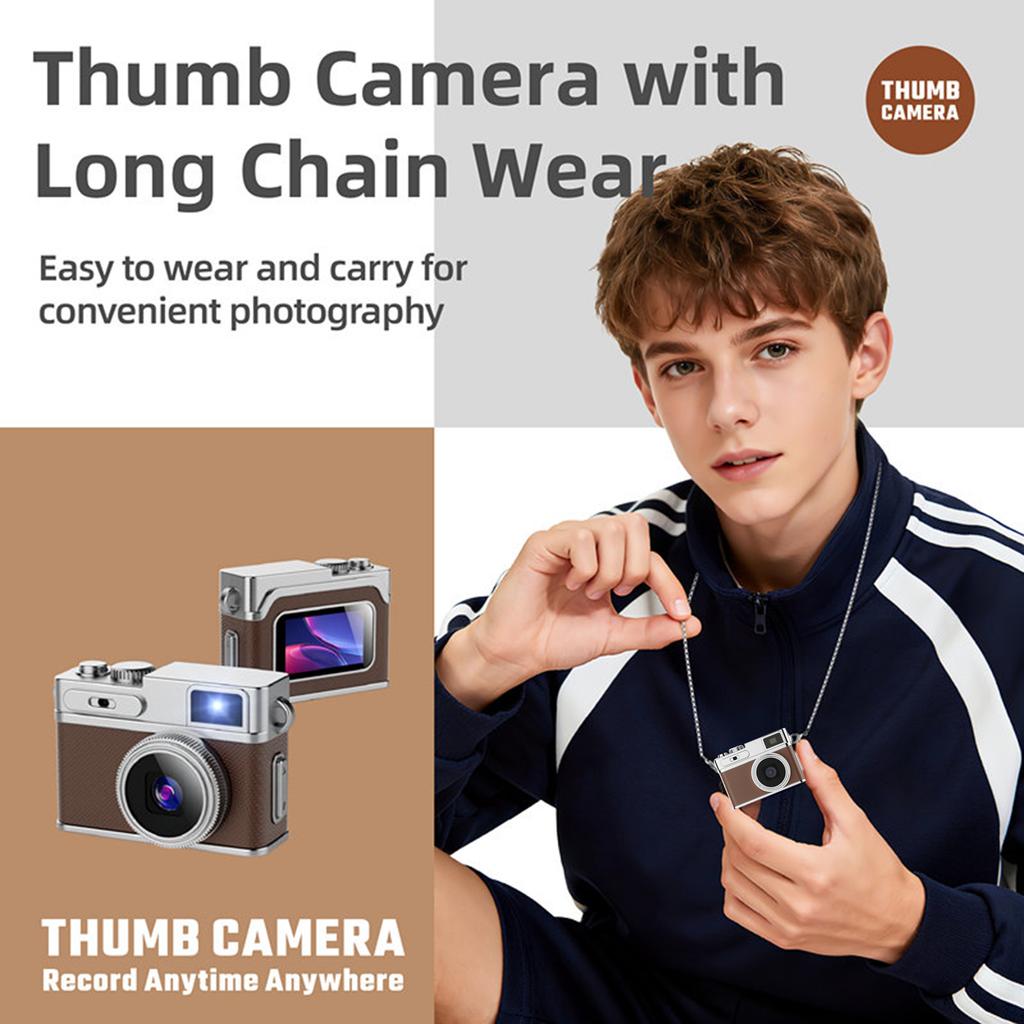 Thumb Camera, Portable Wearable Cam with 1080P HD Video Recording, 17g Lightweight, Keychain Camera with Built In