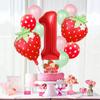 13pcs strawberry balloon aluminum foil balloon set with polka dot latex balloons for birthday party and anniversary decoration