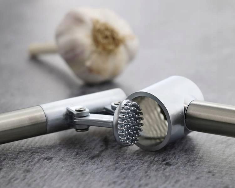Garlic Press, Juicer, Crusher, Solid Steel, Silver