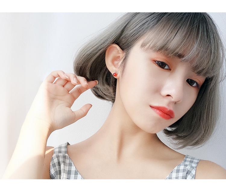 S925 Sterling Silver Garnet Reindeer Antler Stud Earrings - Cute Christmas Gift with Japanese and Korean Girlish Style