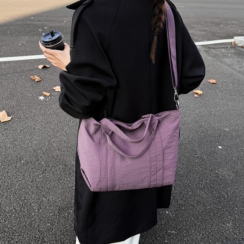 Solid Color Handbag Women's Large Capacity Lightweight Tote Bag Commuter Shoulder Crossbody Bag