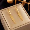 Gold Feather Drop Earrings Textured Leaf Dangle Earrings for Women Minimalist Fashion Jewelry