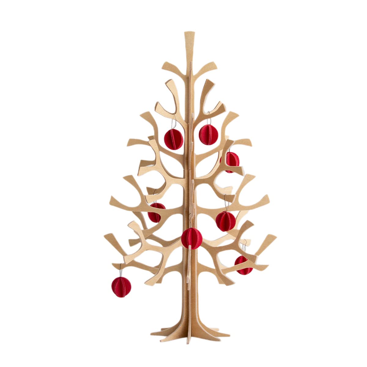 

lovi Скандинавское Рождество с 8 17-сантиметровыми мини-шарами x Готовая к сборке ель Momi-no-ki, 25 см, (Натуральный красный)