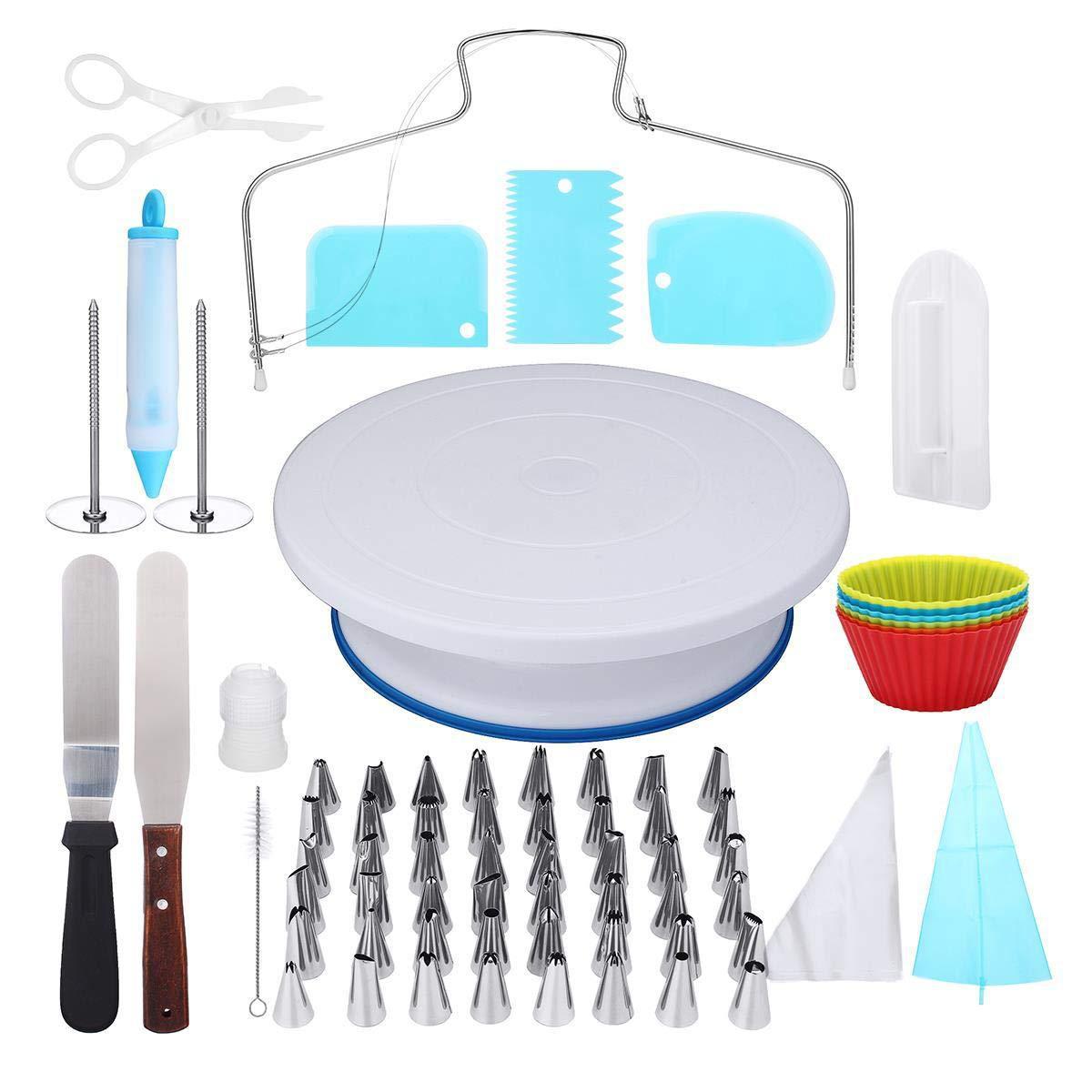 137-Piece Cake Turntable Set with Piping Tips & Bags