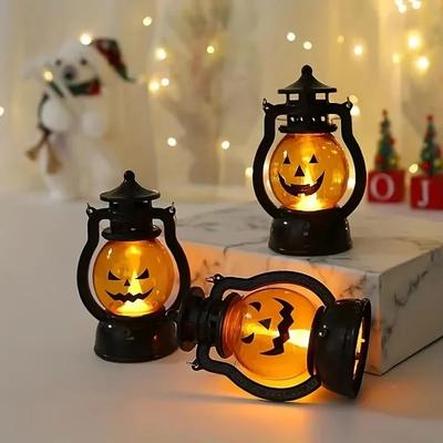 Halloween LED Pumpkin Lantern Decoration, Halloween Party Retro Lamp, Horror Ghost Festival Bar Haunted House Haloween Ornament