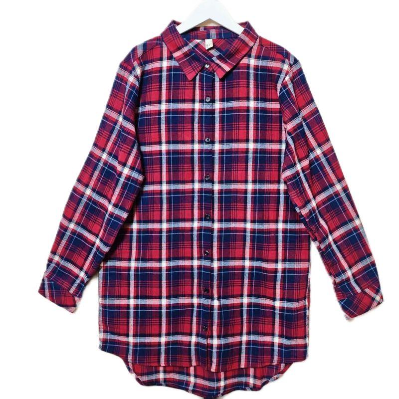 Foreign Trade Orders Exported To Japan Tail Goods Pure Cotton Plaid Long Sleeve Shirt Women Mid-Length Preppy Casual Slimming Shirts Outerwear Spring