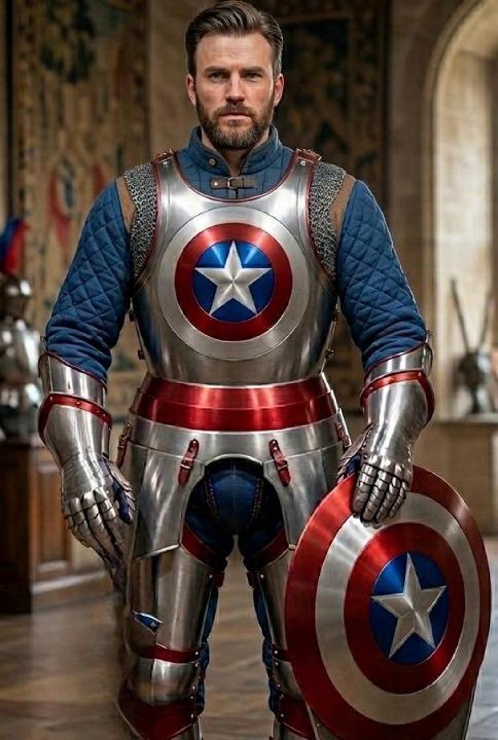 Medieval Knight Armor Set Steel Cuirass Shield Costume for LARP Cosplay